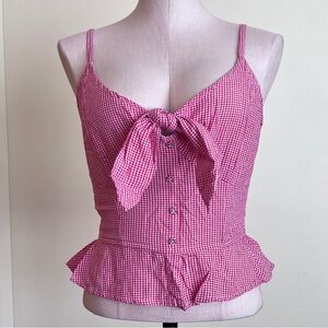 NWOT Japna Peplum Red and White Gingham Top Size Small